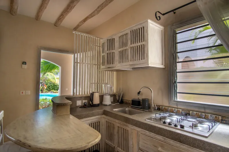 A fully equipped apartment kitchen